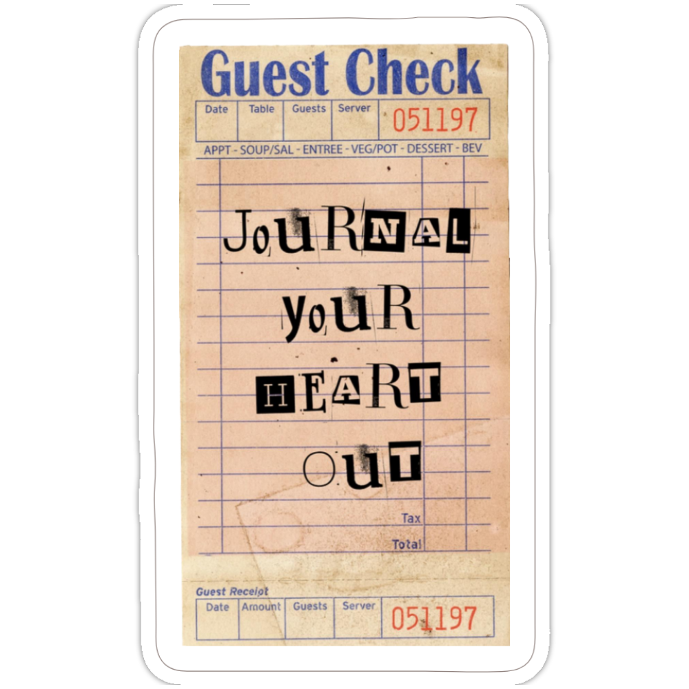 Vintage Guest Check Journal Sticker | “Journal Your Heart Out” Die Cut | Junk Journal Aesthetic | Scrapbooking & Planner Sticker