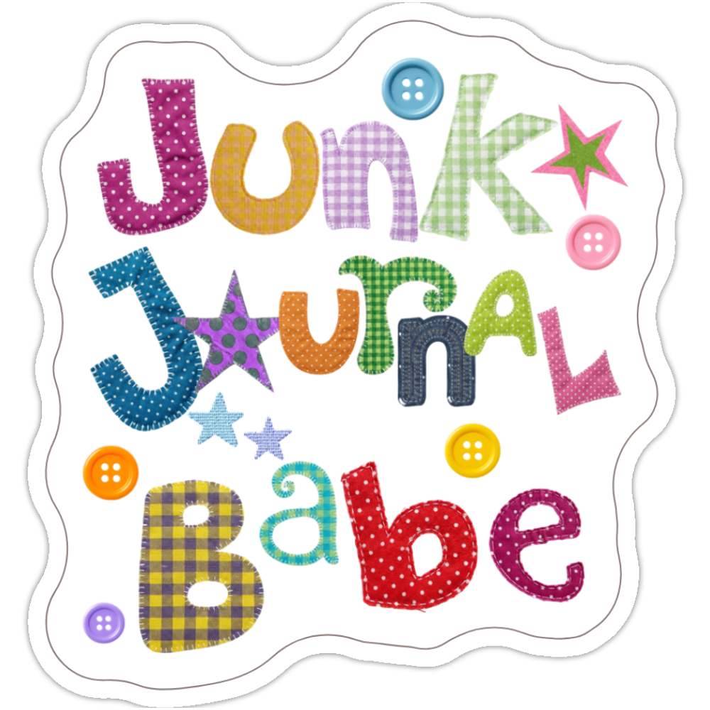 Junk Journal Babe Sticker | Colorful Patchwork Die Cut | Scrapbook Lover Gift | Cute Craft Aesthetic Sticker